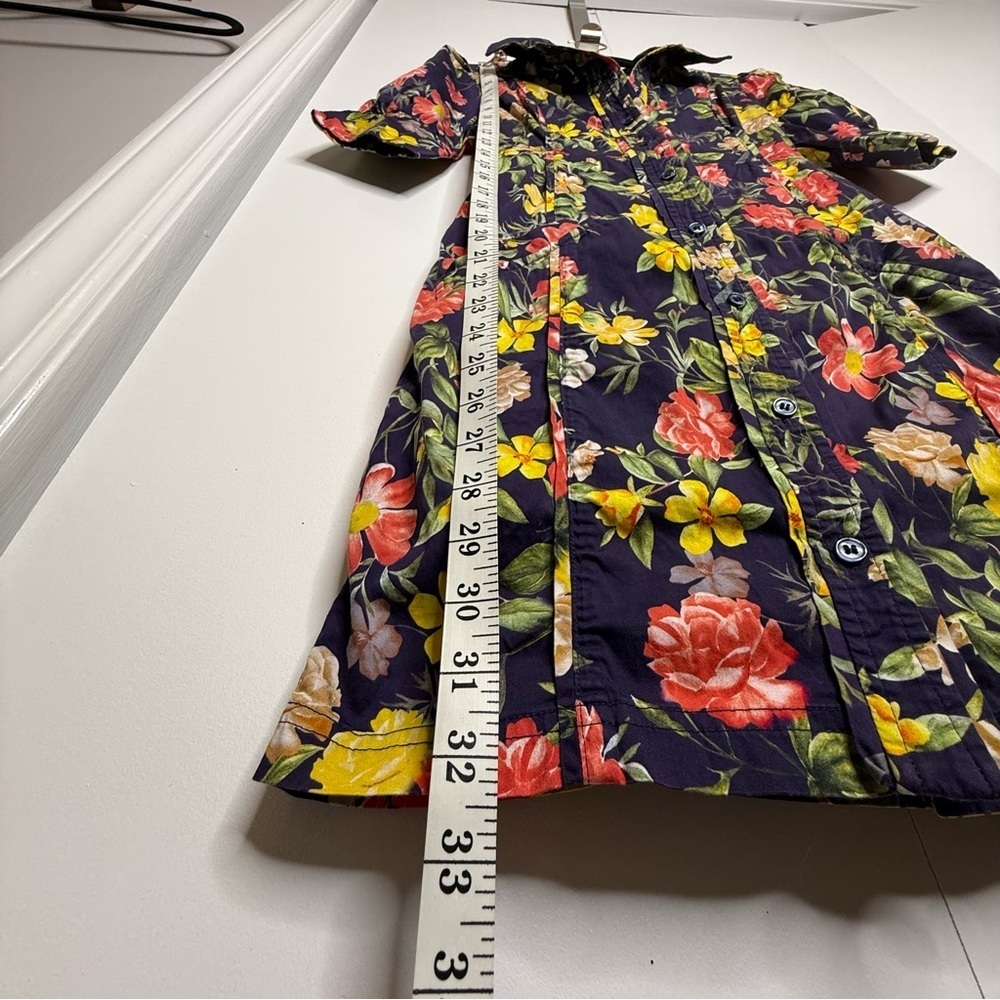 Marissa Webb Multi Floral Printed Puff Sleeve Shirt Dress Size 2 Navy Blue - Picture 9 of 11